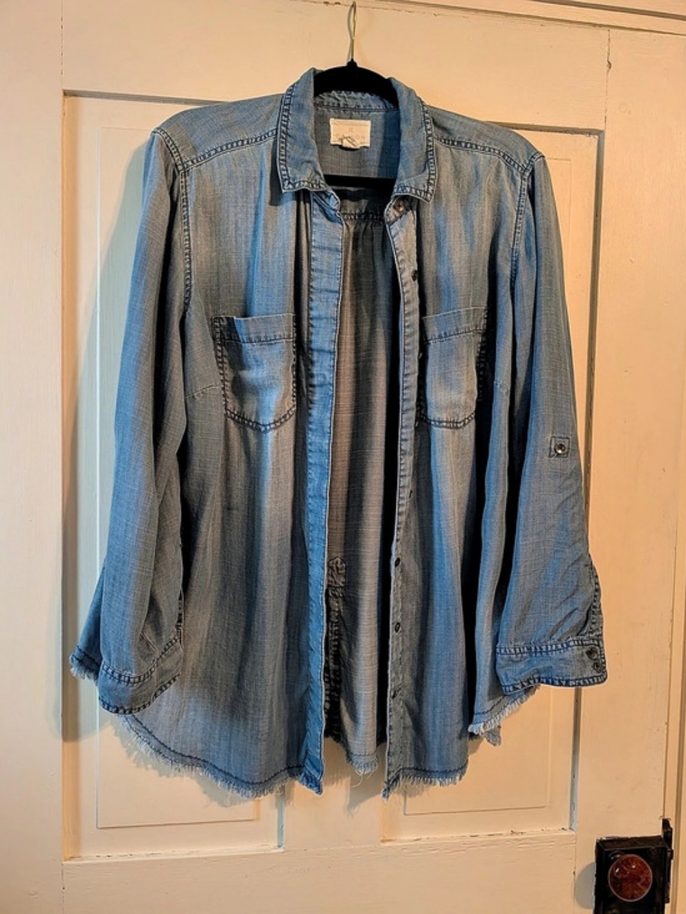 Caslon Denim Button Front Shirt Size OX
